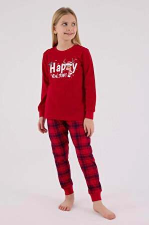RolyPoly Kız Çocuk Uzun Kol Pijama Takım Kırmızı