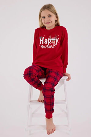 RolyPoly Kız Çocuk Uzun Kol Pijama Takım Kırmızı