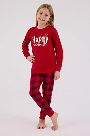RolyPoly Kız Çocuk Uzun Kol Pijama Takım Kırmızı