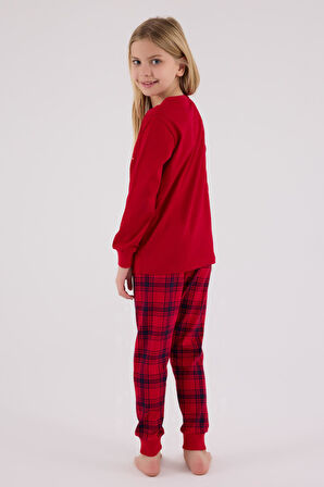 RolyPoly Kız Çocuk Uzun Kol Pijama Takım Kırmızı
