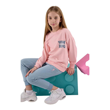 Kız Çocuk Pembe Eşofman Takımı US2317-4