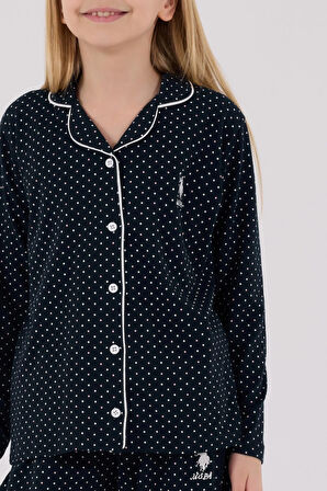 U.S. Polo Assn. Kız Çocuk Gömlek Pijama Lacivert