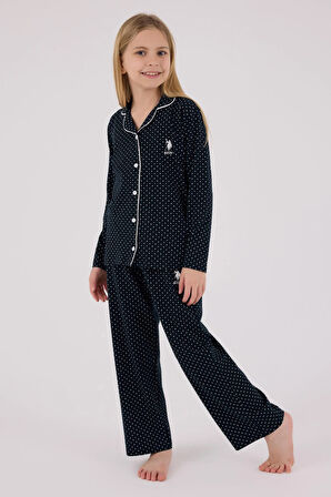 U.S. Polo Assn. Kız Çocuk Gömlek Pijama Lacivert