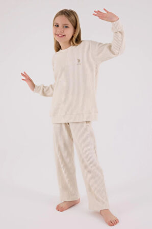 U.S. Polo Assn. Kız Çocuk Eşofman Takımı Bej