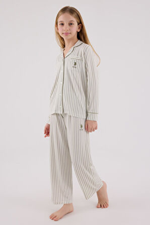 U.S. Polo Assn Kız Çocuk Gömlek Pijama Çay Yeşili