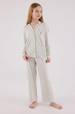 U.S. Polo Assn Kız Çocuk Gömlek Pijama Çay Yeşili