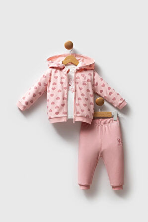 U.S. Polo Assn Kız Bebek 3'lü Takım Açık Pembe