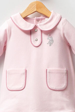 U.S. Polo Assn. Kız Bebek Pike Elbise Pembe