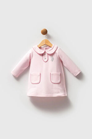 U.S. Polo Assn. Kız Bebek Pike Elbise Pembe
