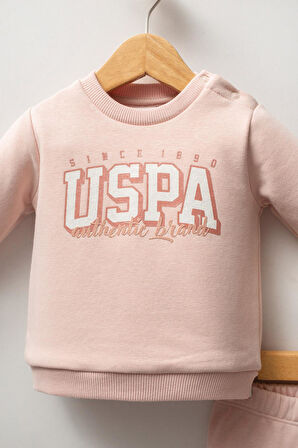 U.S. Polo Assn Kız Bebek 2'lü Takım Pudra