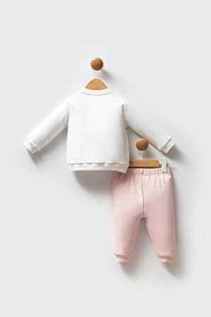 U.S. Polo Assn. Kız Bebek 2'li Takım Beyaz -Pudra