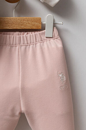 U.S. Polo Assn. Kız Bebek 2'li Takım Beyaz -Pudra