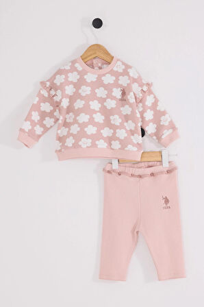 U.S. Polo Assn Kız Bebek 2'lü Takım Pudra