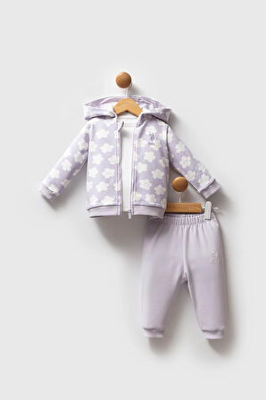 U.S. Polo Assn Kız Bebek 3'lü Takım Lila