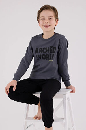 RolyPoly Erkek Çocuk Uzun Kol Pijama Takım Gri