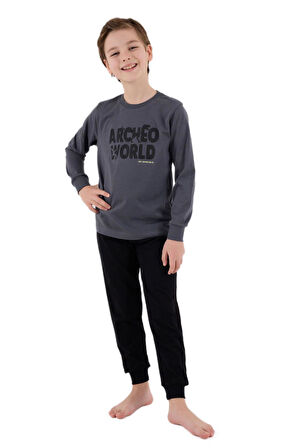 RolyPoly Erkek Çocuk Gri Uzun Kollu Pijama Takımı 3684-G 