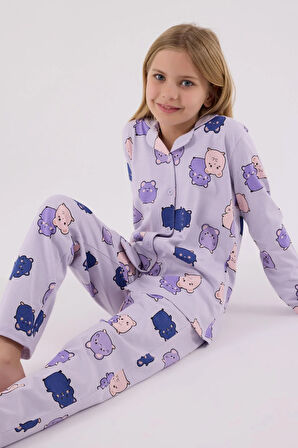 RolyPoly Kız Çocuk Gömlek Pijama Lila
