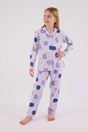 RolyPoly Kız Çocuk Gömlek Pijama Lila