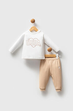 U.S. Polo Assn Kız Bebek 3'lü Takım Bej