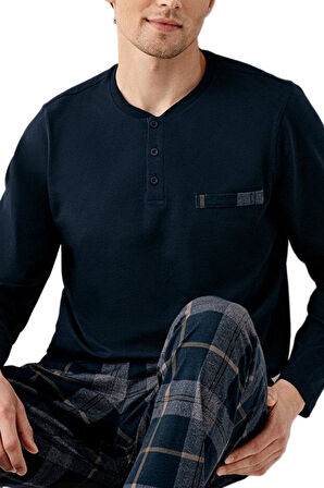 Arnetta Erkek Lacivert Battal Beden Pijama Takım 3507 