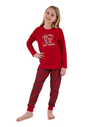 Arnetta Kız Çocuk Kırmızı Uzun Kollu Pijama Takımı 3514-G 
