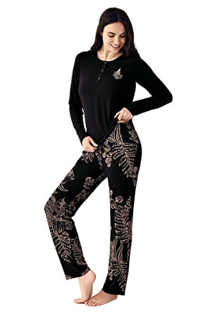 Arnetta Kadın Siyah Battal Beden Pijama Takımı 3439-X 