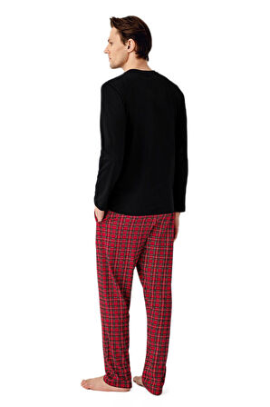 Arnetta Erkek Siyah Uzun Kol Pijama Takım 3515-S 
