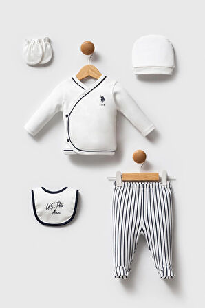 U.S. Polo Assn. Erkek Bebek Hastane Çıkışı 5'Li Set Beyaz