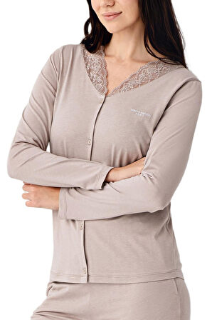 Pierre Cardin Kadın Vizon Uzun Kollu Pijama Takımı 9116 