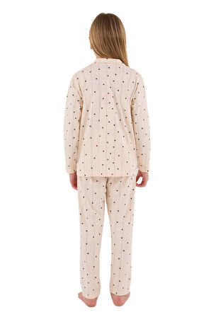 Arnetta Kız Çocuk Krem Uzun Kollu Pijama Takımı 3435-G 