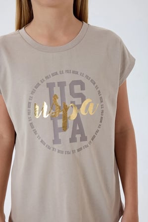 U.S. Polo Assn Kız Çocuk  Kapri Taytlı 2'li Takım Kum
