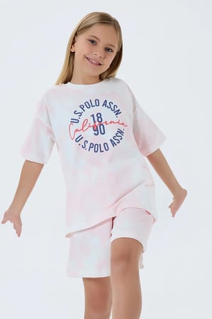 U.S. Polo Assn Kız Çocuk Şortlu  2'li Takım Coral