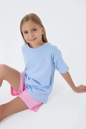 U.S. Polo Assn Kız Çocuk Süprem Şortlu Takım Mavi