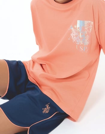 U.S. Polo Assn Kız Çocuk Süprem Şortlu Takım Turuncu