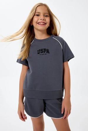 U.S. Polo Assn Kız Çocuk İki İplik Şortlu Takım Füme
