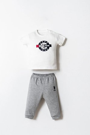 U.S. Polo Assn Erkek Bebek  3'lü Takım Gri Melanj