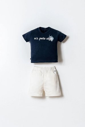 U.S. Polo Assn Erkek Bebek  2 li Şort T-shirt Takım Lacivert