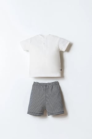 U.S. Polo Assn Erkek Bebek 2 li Şort T-şhirt Takım Beyaz
