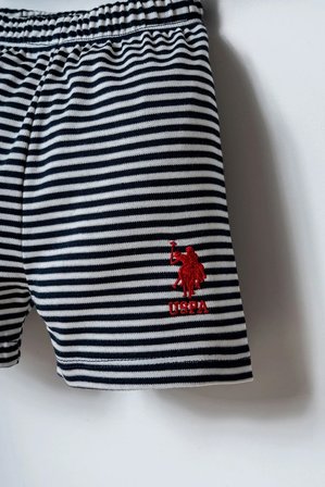 U.S. Polo Assn Erkek Bebek 2 li Şort T-şhirt Takım Beyaz