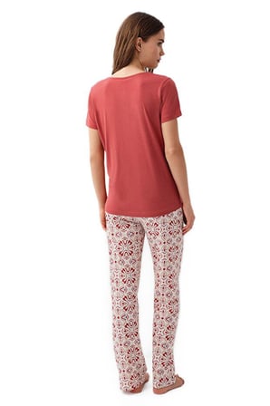 Pierre Cardin Kadın Bordo Kısa Kol Pijama Takım 9195-S 