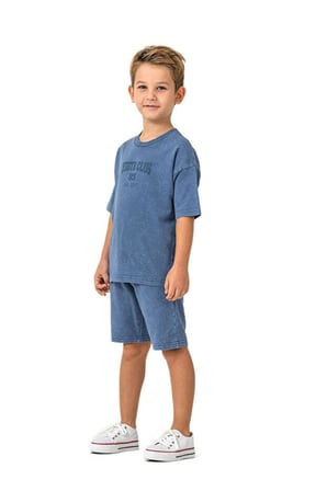 Rolypoly Erkek Çocuk Mavi Şortlu Pijama Takım 3728-G 