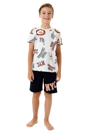 Roly Poly Erkek Çocuk Bej Şortlu Pijama Takımı 3731-2