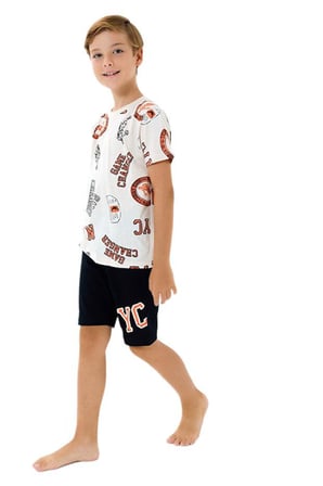 Roly Poly Erkek Çocuk Bej Şortlu Pijama Takımı 3731-2