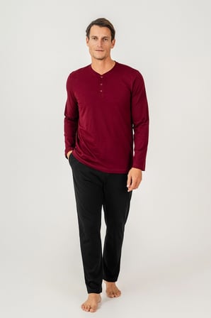 Arnetta 3694 Erkek Uzun Kol Pijama Takımı-Bordo