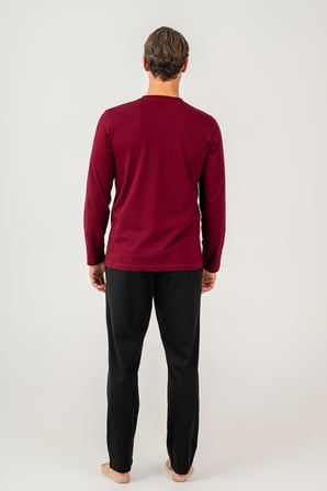 Arnetta 3694 Erkek Uzun Kol Pijama Takımı-Bordo