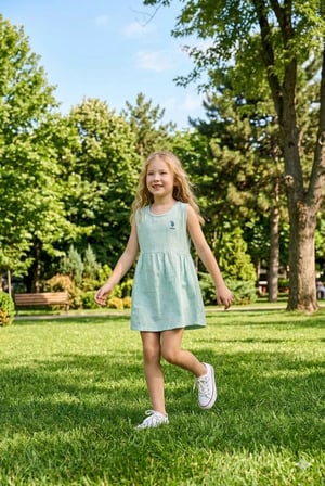 U.S. Polo Assn Kız Çocuk Müslin Elbise Yeşil