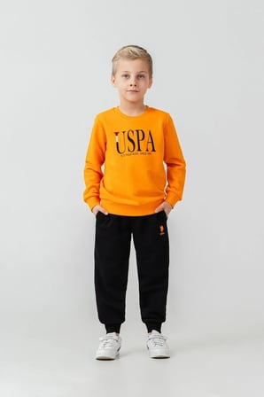 U.S. Polo Assn Erkek Çocuk Baskılı Uzun Kol Eşofman Takımı Turuncu