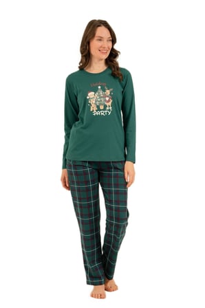 Arnetta Kadın Yeşil Uzun Kollu Pijama Takımı 3732-S 