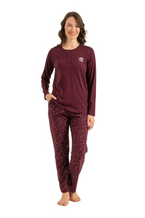 Arnetta Kadın Mürdüm Uzun Kol Pijama Takım 3775-S 
