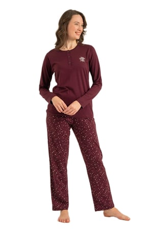 Arnetta Kadın Mürdüm Uzun Kol Pijama Takım 3775-S 